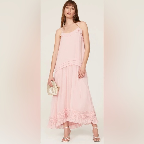Jason Wu x Rent the Runway Ruffle Scoop Midi Dress - Size 10 - Beautiful Blush P - Picture 1 of 14